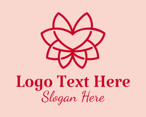 Relationship - Red Heart Flower logo design