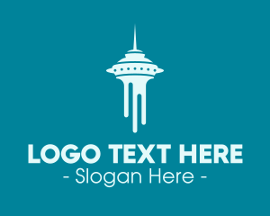 Space Needle - Blue Seattle Tower logo design