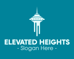 Tall - Blue Seattle Tower logo design