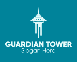 Blue Seattle Tower logo design