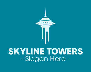 Blue Seattle Tower logo design