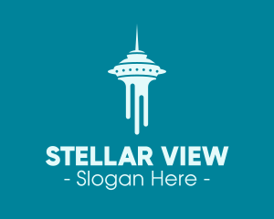 Observatory - Blue Seattle Tower logo design