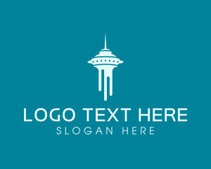 Tall - Blue Seattle Tower logo design