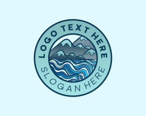 Traveler - Mountain Sea Waves logo design