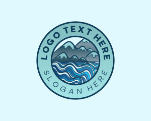 Adventure - Mountain Sea Waves logo design