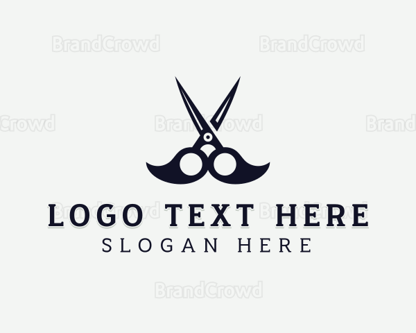 Scissors Mustache Barber Logo