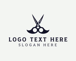 Hair Stylist - Scissors Mustache Barber logo design