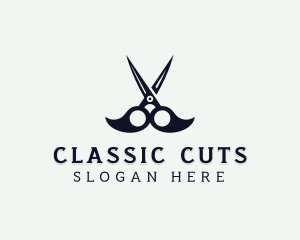 Scissors Mustache Barber logo design