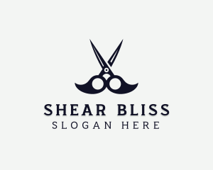 Scissors Mustache Barber logo design