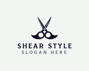 Scissors Mustache Barber logo design