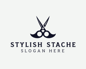 Mustache - Scissors Mustache Barber logo design