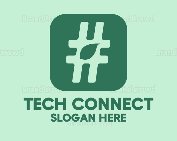 Green Leaf Hashtag Logo