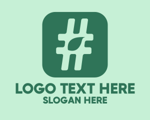 Social Media - Green Leaf Hashtag logo design