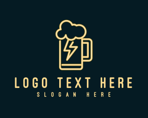 Happy Hour - Neon Beer Thunder Mug logo design