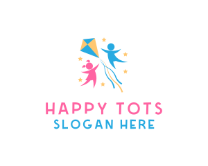 Children - Children Kite Flying logo design