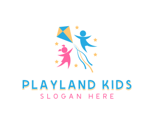 Children Kite Flying logo design