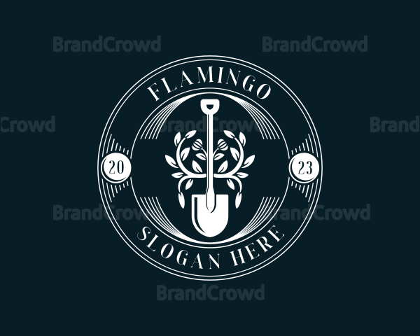 Plant Landscaping Shovel Logo