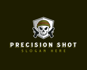 Skull Pistol Handgun logo design