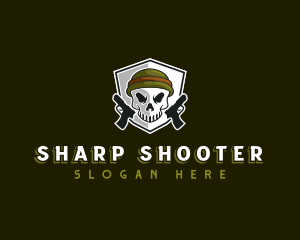 Pistol - Skull Pistol Handgun logo design