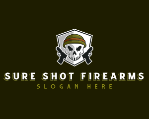 Handgun - Skull Pistol Handgun logo design