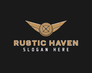 Rustic Wing Barbell logo design