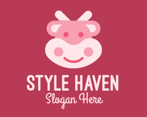 Ranch - Cute Pink Cow logo design