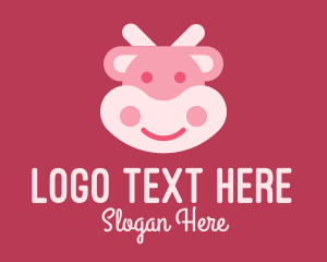 Farm Animal - Cute Pink Cow logo design