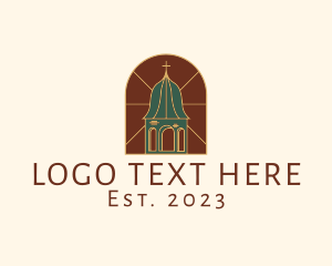 Window Glass - Stained Glass Church Tower logo design