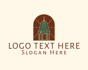 Stained Glass Church Tower Logo