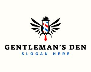 Gentleman Barber Pole Wings logo design