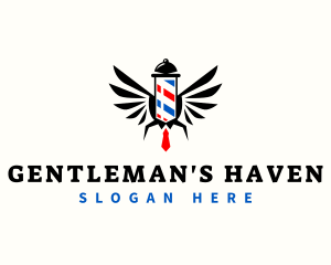 Gentleman Barber Pole Wings logo design