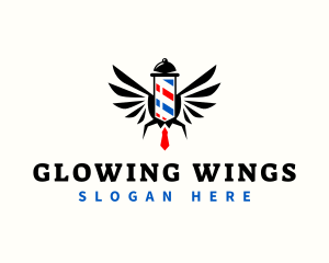 Gentleman Barber Pole Wings logo design