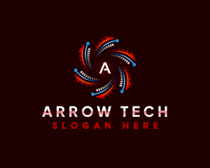 Gear Arrow Circuit logo design