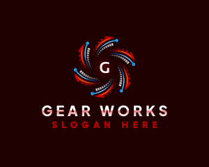 Gear Arrow Circuit logo design