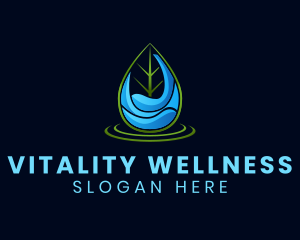 Wellness Leaf Droplet logo design