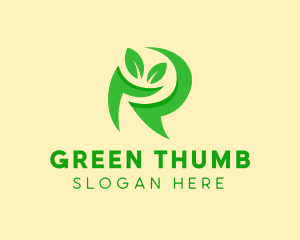 Grower - Green Natural Letter R logo design
