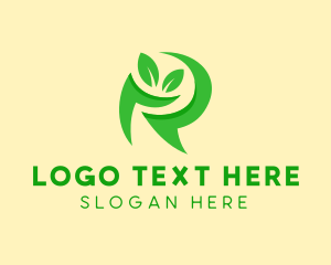 Vegetarian - Green Natural Letter R logo design