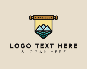 Alp - Mountain Lake Campsite logo design