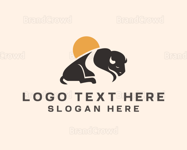 Sleeping Buffalo Bison Nature Logo