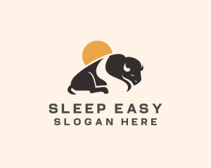 Sleeping Buffalo Bison Nature logo design