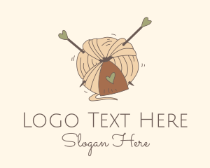Needle - Heart Fabric Wool logo design