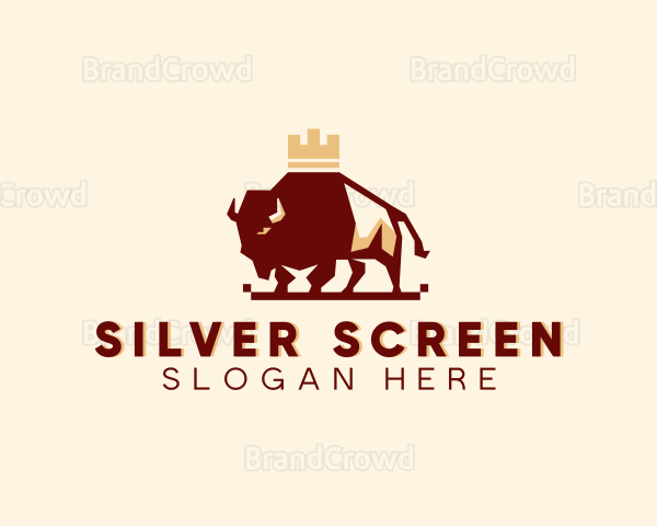 Crown Bison Animal Logo