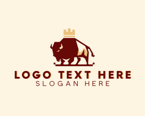 Farm - Crown Bison Animal logo design