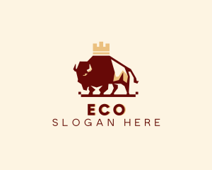 Crown Bison Animal Logo