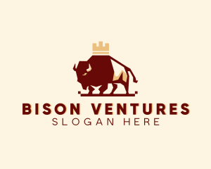 Bison - Crown Bison Animal logo design