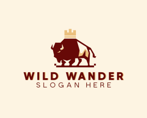 Crown Bison Animal logo design