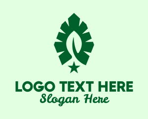 Herbal - Green Leaf Star logo design