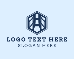 Tourist Spot - Blue Bridge Structure logo design