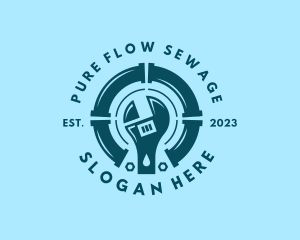 Sewage - Retro Pipe Wrench logo design