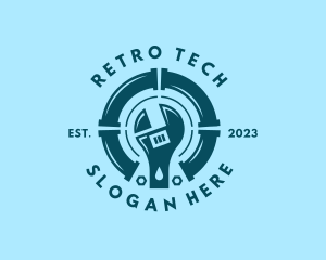 Retro Pipe Wrench logo design